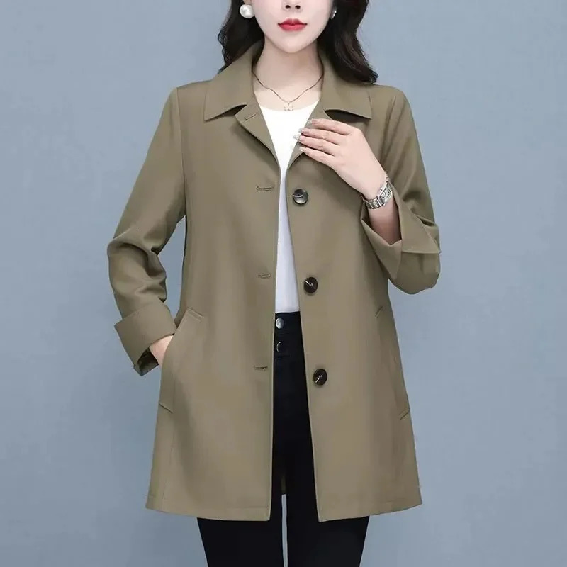 2025 Fashion Spring Autumn with lining Middle-aged Jacket Womens Coats Female Short Casual Windbreaker Ladies Outerwear 250708