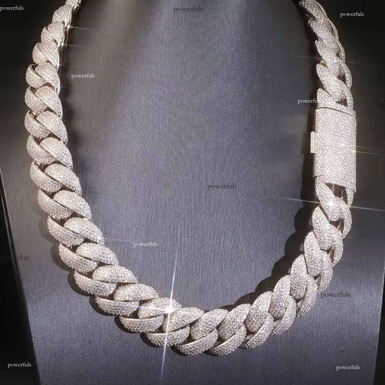 New Arrival Rapper's Hip Hop Jewelry 22mm Sterg Sier 5 Rows VVS Moissanite Iced Out Thick Cuban k Chain Necklace