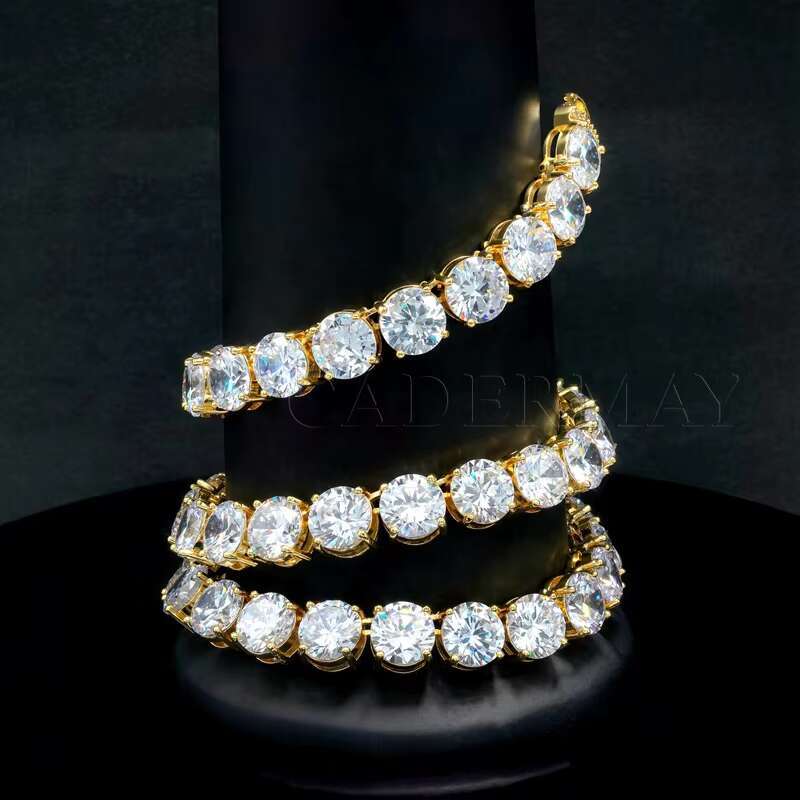 Cadermay 10mm D VVS Moissanite Diamond Iced Out Rapper Jewelry Personal Fashion Pendant Necklace Link Chain