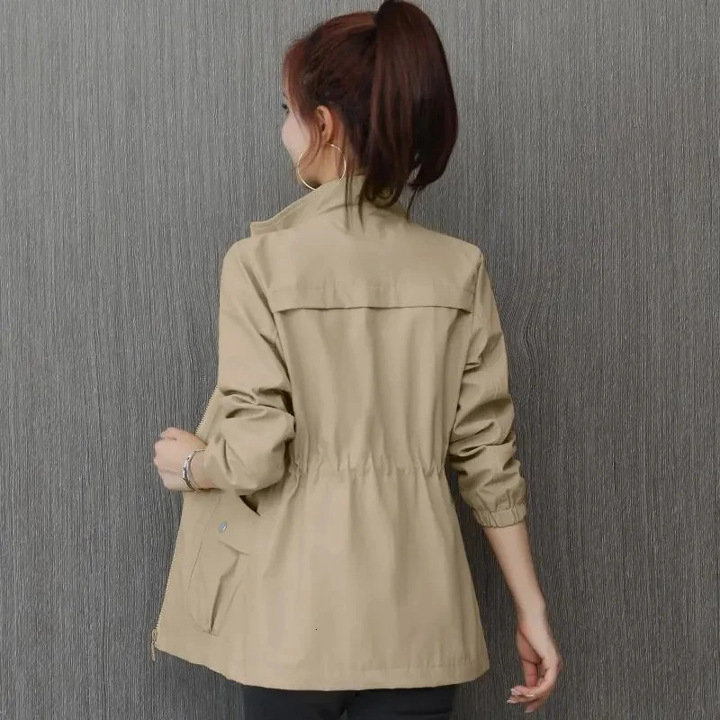 Womens Windbreaker Coat Spring Autumn Slim Basic Zipper Jacket With Lining Ladies Short Windbreaker 3XL H220 250708