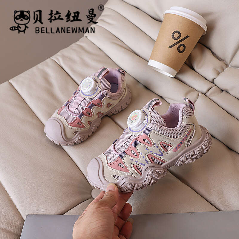 Girls' Fashion Dad Shoes 2025 Spring and Autumn New Korean Style Boys' Mesh Breathable Rotating Buckle Sneakers