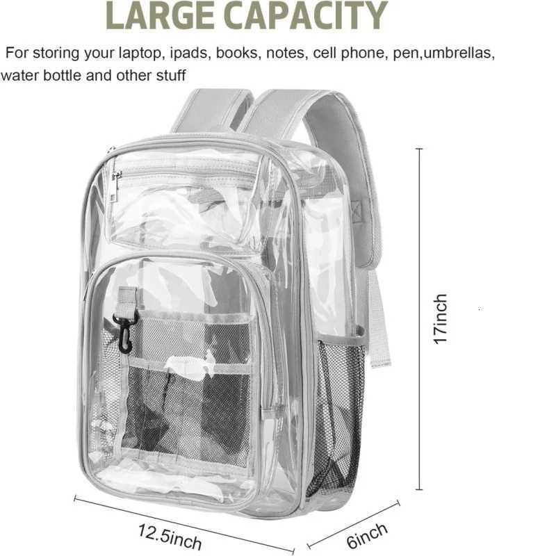 Backpack Waterproof Transparent School Bag Girl Large Capacity Backpack Solid Clear Backpack Men Fashion Transparent Plastic Bag S250714