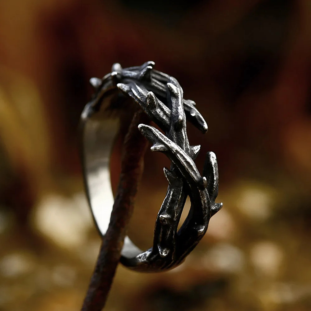 n 316L Stainless Steel Jesus Crown Thorns Rings For Man Women Vintage Black Couple Ring Fashion Cute Jewelry Wholesale 250712