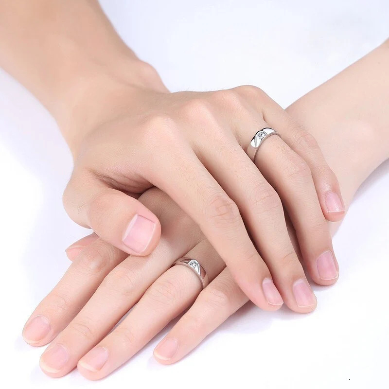 Romantic Couple Wedding Ring For Woman Men 2Pcs Love Heart Zircon Adjustable Rings Fashion Engaged Promise Jewelry Gifts 250704