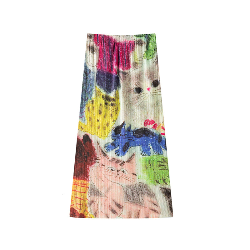 New Women's Skirt, Various Pattern Printed A-line Skirt, Unique Design, Folded Skirt, Women's High Waist Slimming Princess Half Skirt, New D