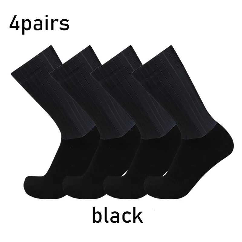 Socks 4pairs/set Aero Pure Color Cycling Silicone Sports Non-slip Pro Racing Bicycle Socks Summer Cool Calcetines Ciclismo S25014