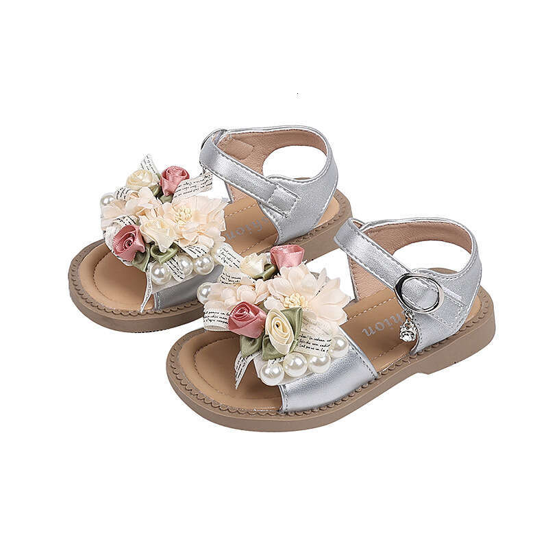 Girls' 2025 Summer New Fashion Flower Soft Sole Children's Sandals Little Girls Open-Toe Beach Shoes Toddlers