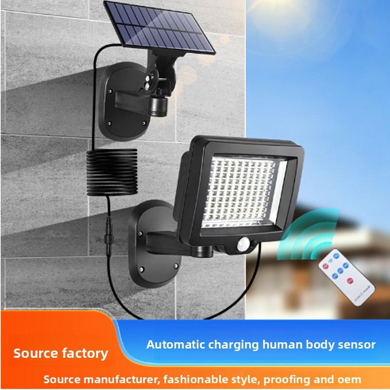 Detachable Wall with Intelligent Human Body Sensor, Remote Control, Automatic Charging, Waterproof Solar Light