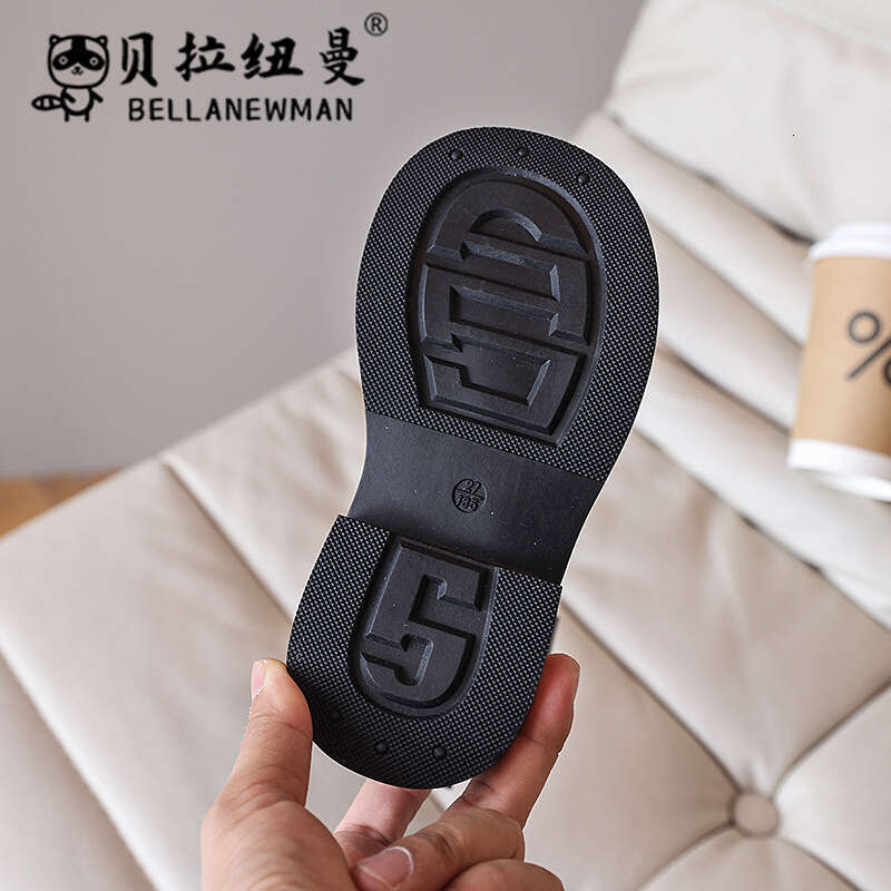 Children's Black Leather Short 2024 Autumn New Korean Girls' British Style Martin Boots for Older Kids