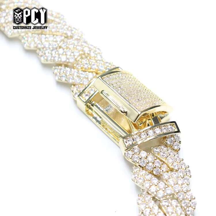 Fashion Jewelry Necklaces Hip Hop Diamond Cuban Link Chain Gold Plated 925 Sterling Silver Necklace Diamond AAA+ Zircon for Men