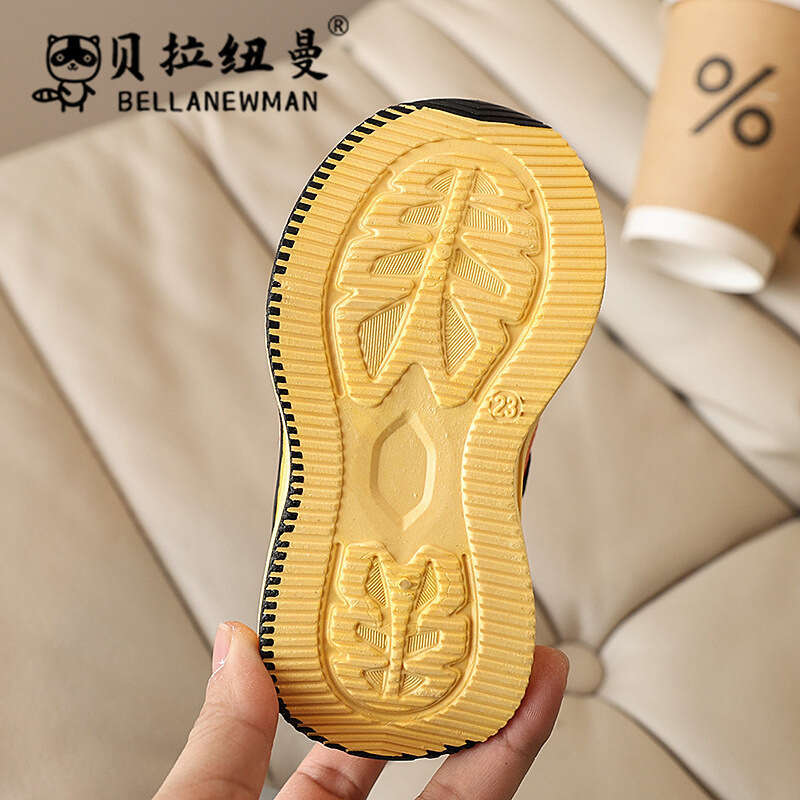 Children's Rotating Button Sneakers 2025 Spring Autumn New Korean Style Boys Casual Running Big Kids Mesh Shoes