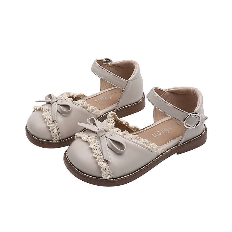 Girls' Bowknot Lace Princess 2025 Spring Summer New Korean Style Children's Closed-toe Sandals Student Soft Sole Single Shoes