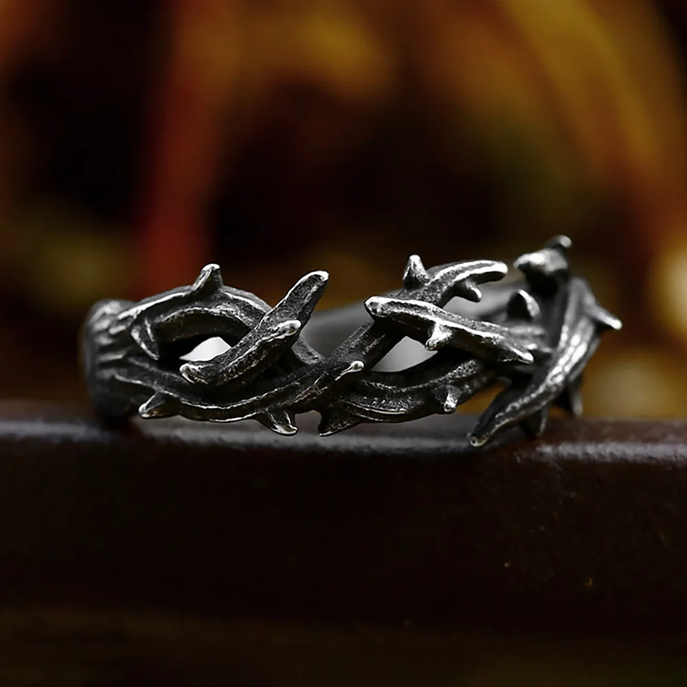 n 316L Stainless Steel Jesus Crown Thorns Rings For Man Women Vintage Black Couple Ring Fashion Cute Jewelry Wholesale 250712