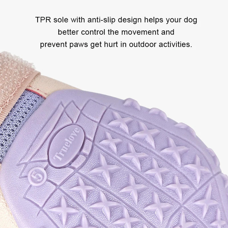 Truelove Breathable Dog Shoes with TPR Sole Flexible Protectable Soft Outsole Classic Outdoor Dog Boots All Breed 4Pcs TLS3962 250709