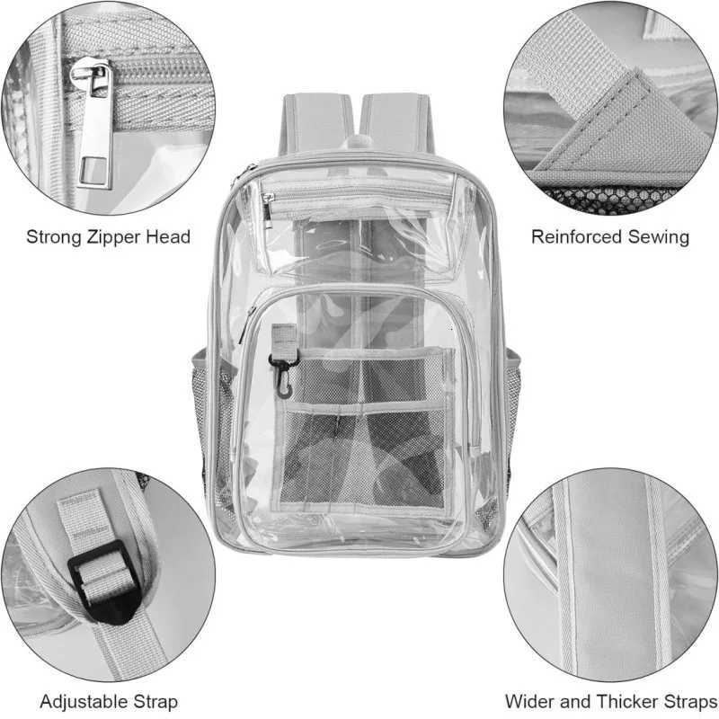Backpack Waterproof Transparent School Bag Girl Large Capacity Backpack Solid Clear Backpack Men Fashion Transparent Plastic Bag S250714