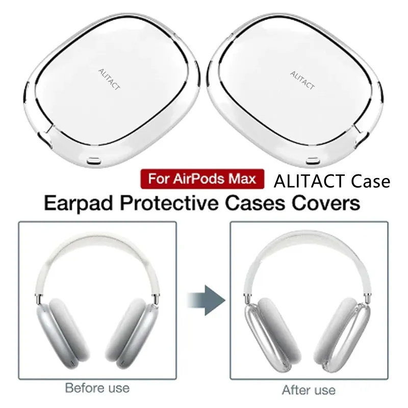USA Stock for Air pods Airpods max ANC Metal max pro 2 3 4 Headband Headphone Accessories Transparent Waterproof Protective case Maxs Headphones Smart