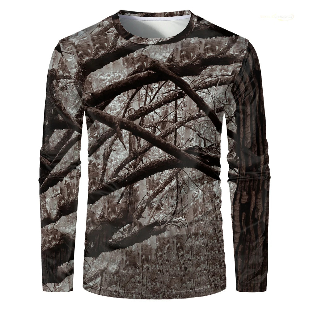 Camouflage Hunting TShirt Forest Print Men T Shirt Outdoor Sports Long Sleeve Trip Tactical Training Oversize Top Mens Clothing 250707