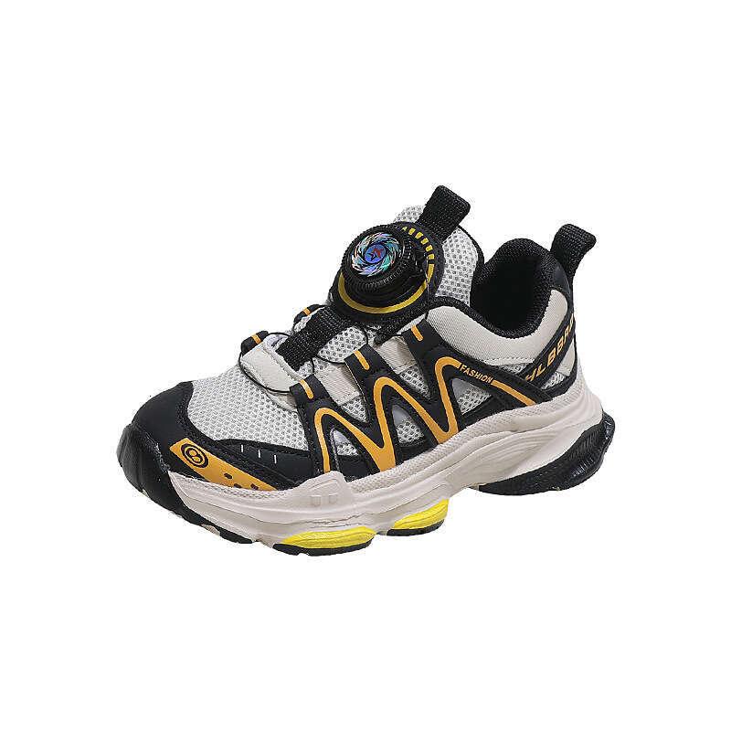Children's Rotating Button Sneakers 2024 Spring and Autumn New Korean Style Girls' Dad Boys' Casual Running Shoes