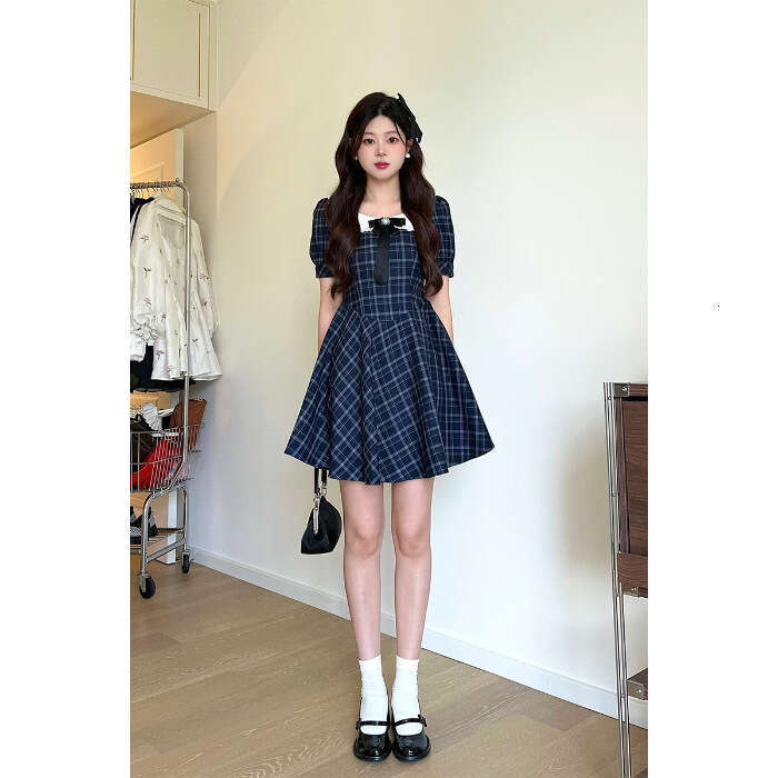 Petite Collar Plaid Sweet For Girls First Love Series Adorable Princess Style Doll Dress B5