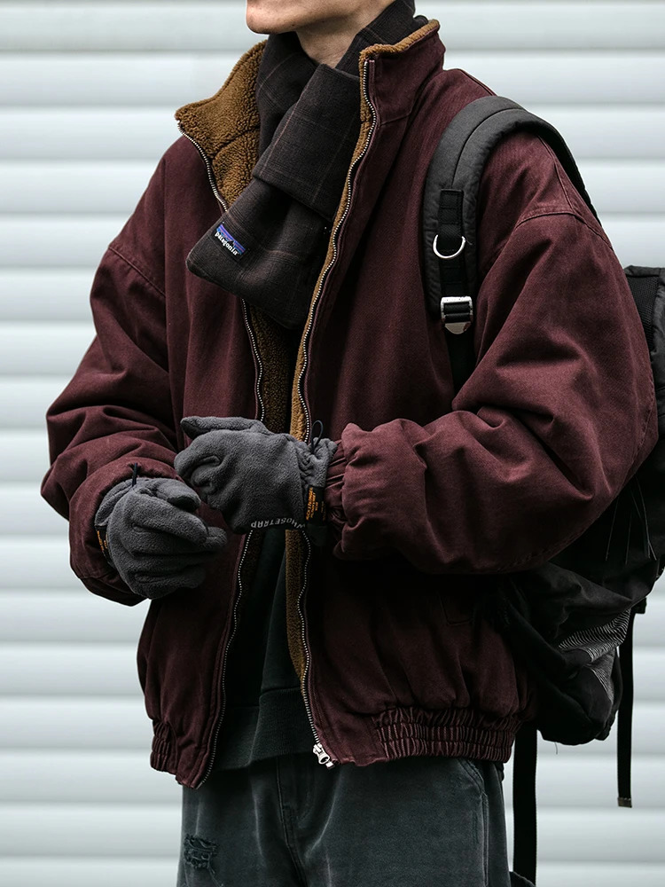 Japanese Vintage Polar Fleece Jacket Men Winter High Quality Thick Jacket Korean Streetwear Loose Couple Trendy Warm Coat Male 250708