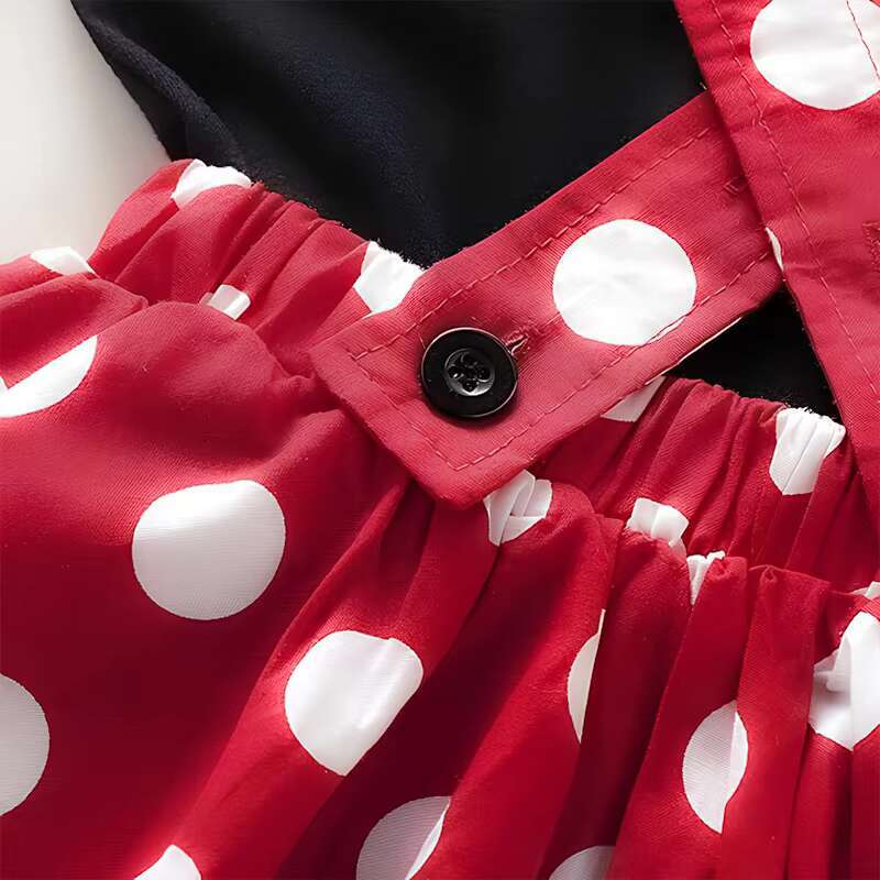 Minnie Mouse Girl Children Dress Baby Clothing Set Summer Birthday Costume Polka Dot Suspender Skirt Bow Headband skirt suit dongdumaoyi