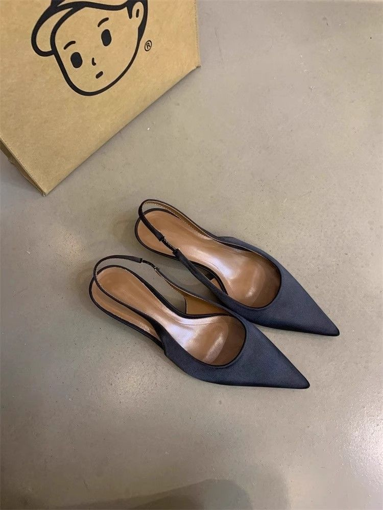 Sandals Shoes Female 2025 Plus Size Slingbacks Women's High Heels Summer Dress Pumps Women Pointed Toe Thin Heel Slip On
