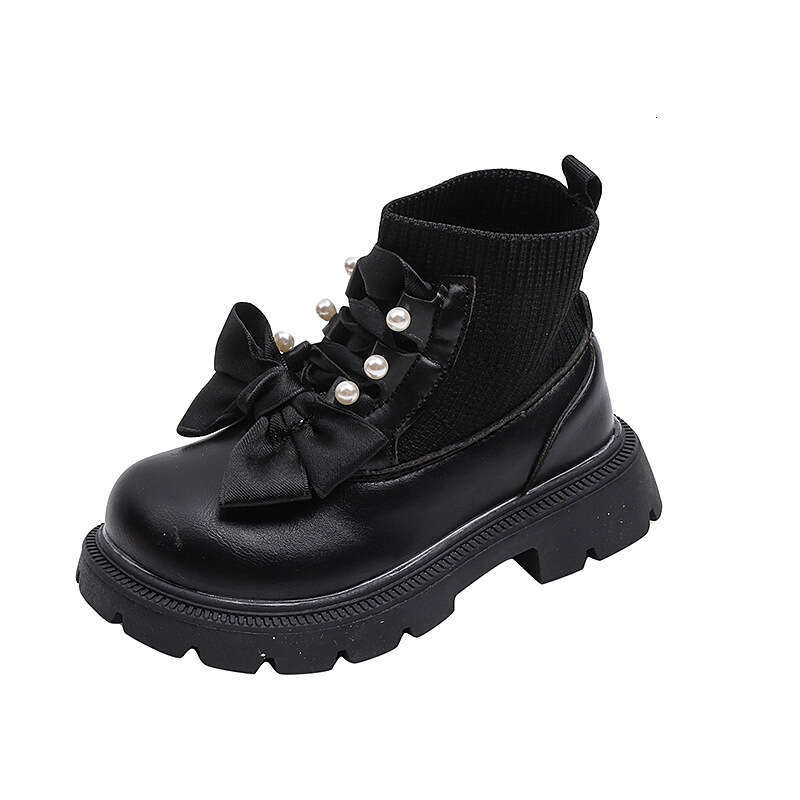 Girls' Bowknot Sock Princess 2024 Autumn New Korean Style Children's Fashion Short Boots for Older Kids