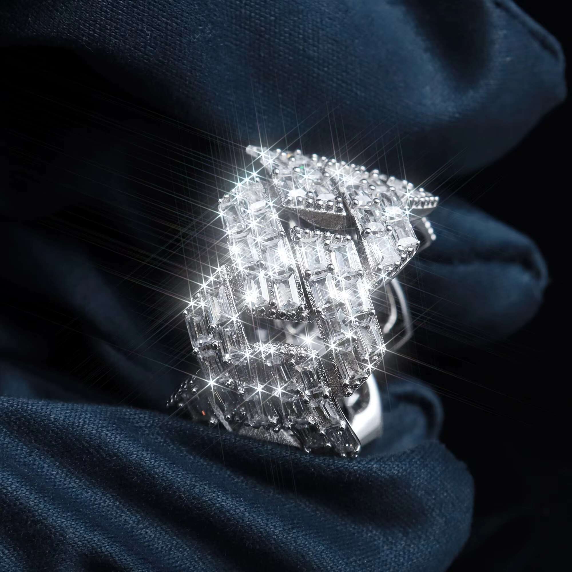 Bulk Sales New Style 925 Silver 2 Row Vvs1 D Color Moissanite Hip Hop Bling Jewelry Rings With Gra Certified