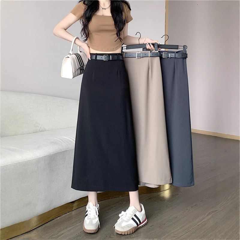 2025 New women's dress new women's niche high waist split mid length A-line skirt wholesale new high-end luxury style designer dress