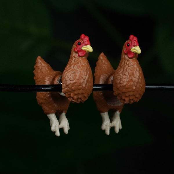 Hand Painted Chicken Earrings Unique Chicken Shaped Earrings Handmade Artistic Design Lightweight Stylish