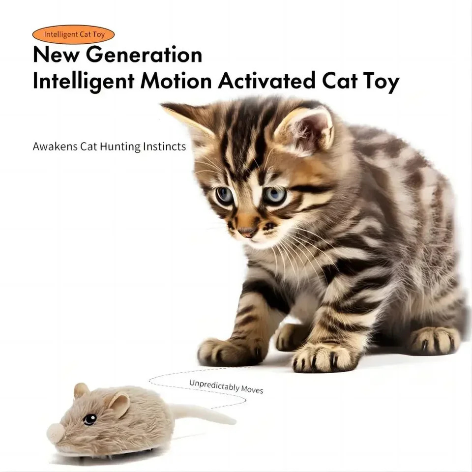 Rechargeable Motion Mouse for Kitten Mouse Sound Moving Mouse Interactive Cat Toy Sound Mouse Cat toy 250716