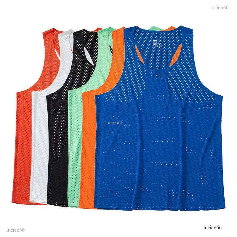 Summer Running Vest Men Mesh Quick Dry Bodybuilding Sleeveless Tank Tops Shirt Fitness Singlets Casual Crew Neck Tops 240808