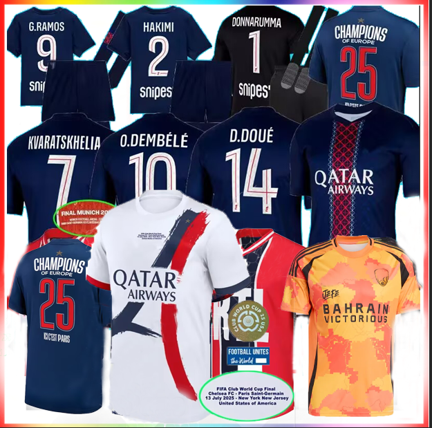 Maillot Soccer Jerseys DEMBELE 25 26 ParIS FC 2025 football shirts Equipment uniforms VITINHA BARCOLA NEVES KVARATSKHELIA PSGES D.DOUE HAKIMI MUNICH