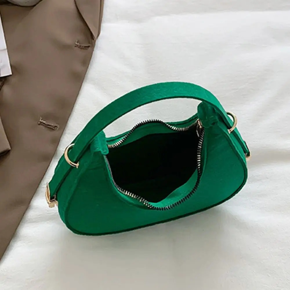 Womens Grain Underarm Bags Felt Fashion Shoulder Bag Cute Simple Handbags Female Purses 250704