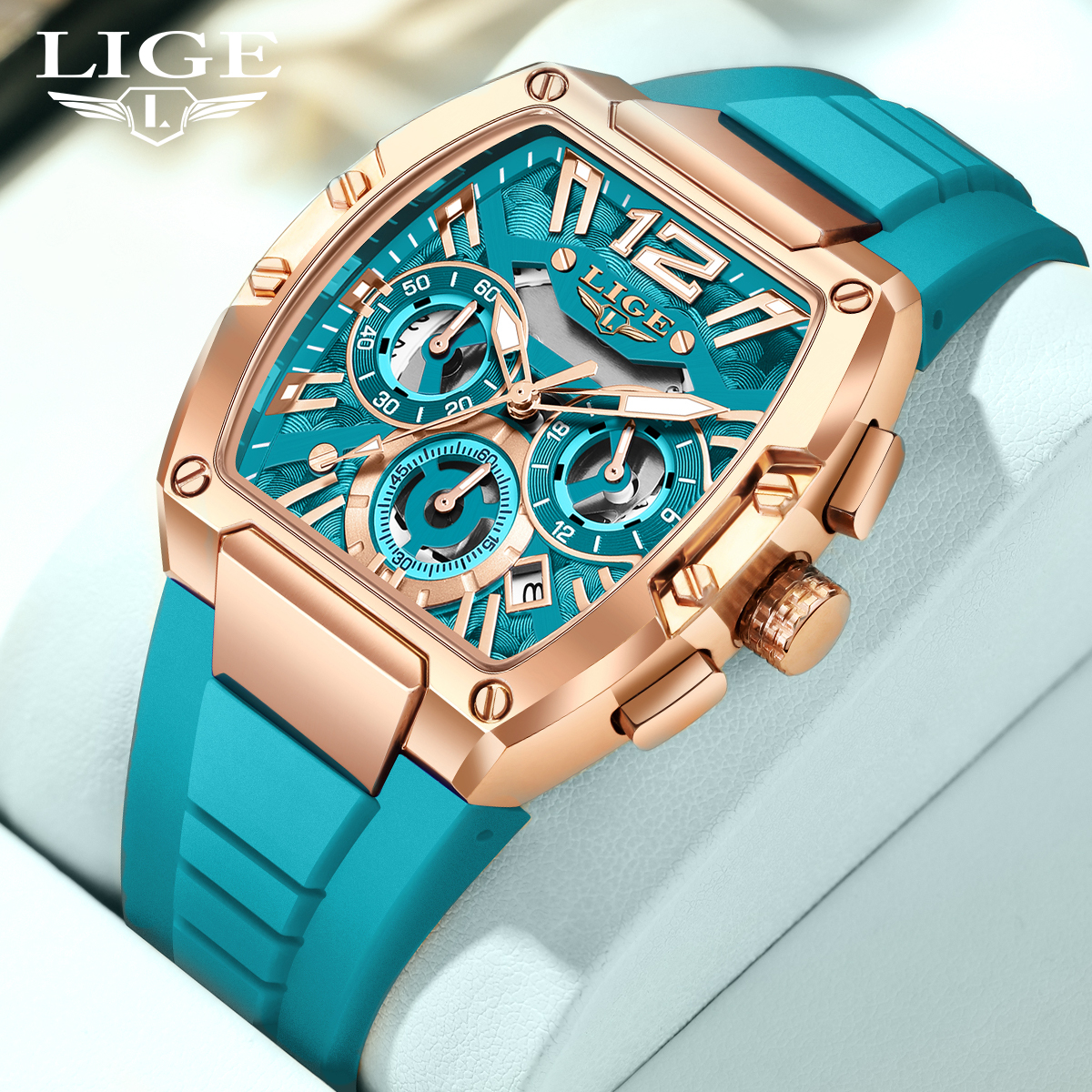 LIGE Men's Quartz Watch Fashion Business Watch Multifunctional Chronograph 24-hour Small Dial Holiday Gift Teen Watch Waterproof Watch Watch for 