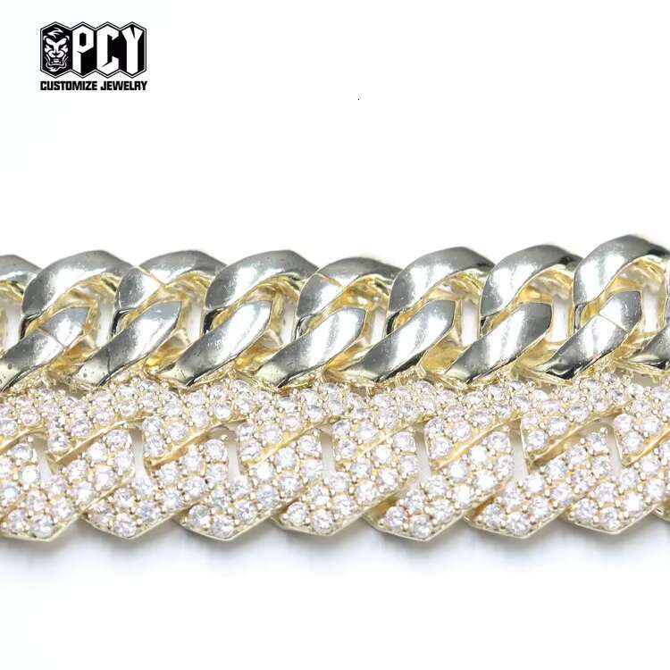 Fashion Jewelry Necklaces Hip Hop Diamond Cuban Link Chain Gold Plated 925 Sterling Silver Necklace Diamond AAA+ Zircon for Men