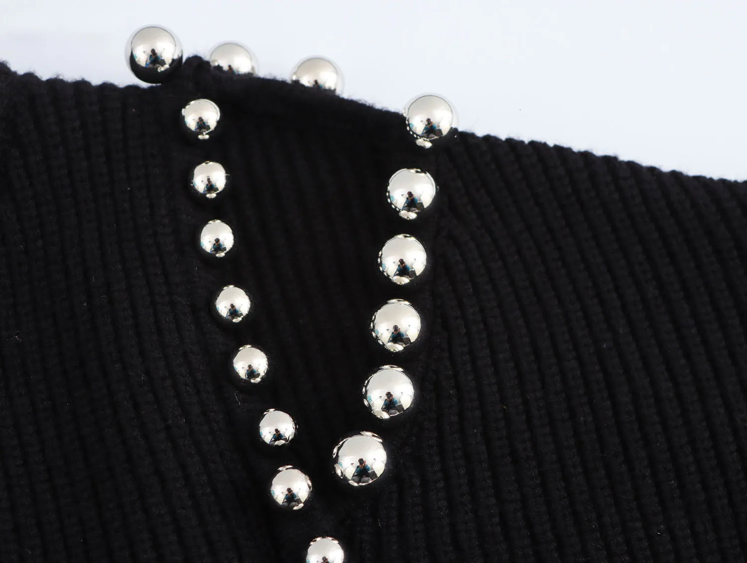 DEEABAE Korean Style Womens Clothing Heavy Black Pearl Off-shoulder Top Short Style Small Knitwea Pullovers 250708