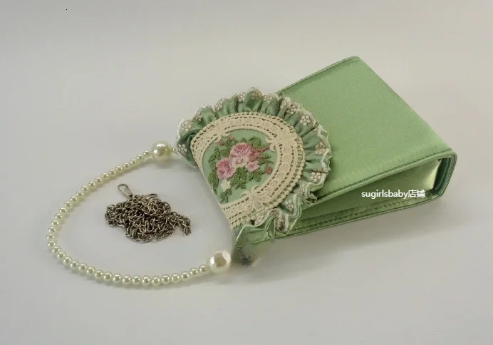 JIAERDI Vintage Embroidery Handbag Women Pearl Handle Purse Pink Flowers Clutch Evening Party Bag Small Phone Bags 250704
