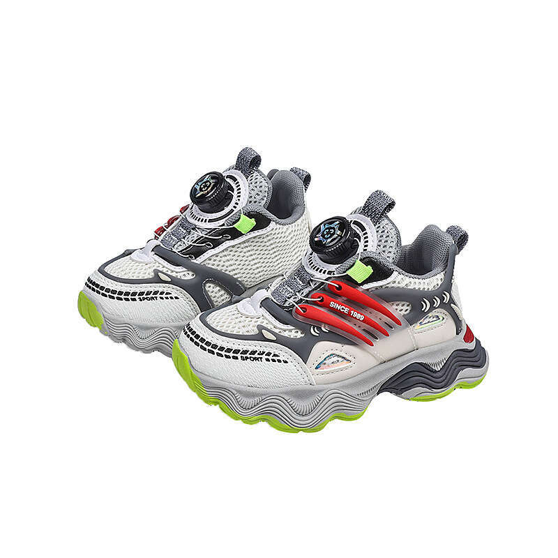 Girls' Fashion Dad Shoes 2024 Autumn New Korean Style Boys' Mesh Breathable Rotating Button Sneakers for Big Kids