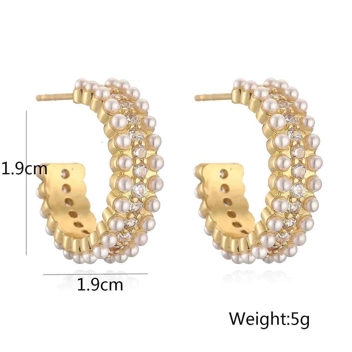 Geetry C-Shed Zircon Earring for Wen Imitation Pearl Stud Earrings Korean Fashion ly Girls Ear Jewelry Accories Y250714