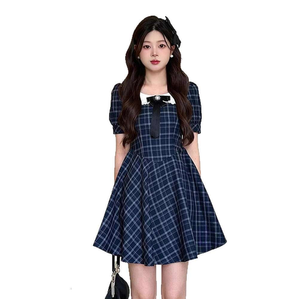 Petite Collar Plaid Sweet For Girls First Love Series Adorable Princess Style Doll Dress B5