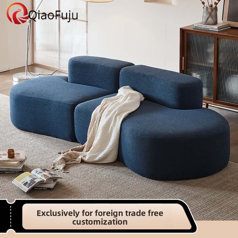 China sofa export module large sofa combination 3M cashew sofa curved designer fabric small apartment living room cross-border vacuum compression sofa