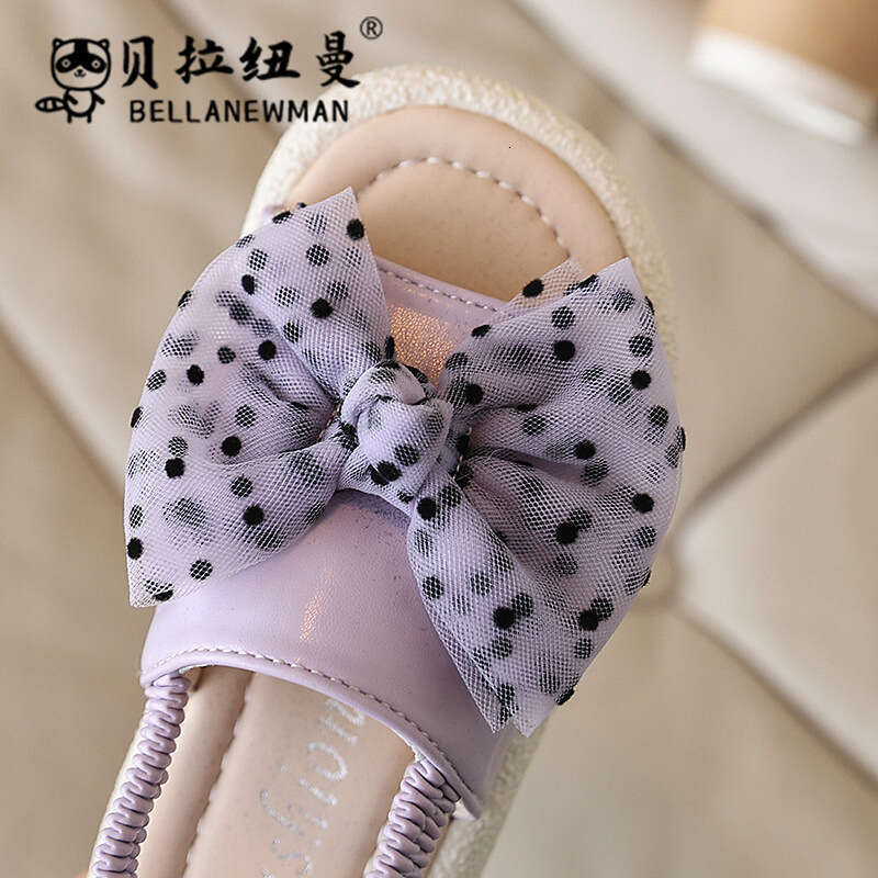 SHEIN Niche Design Girls' Bow Princess Sandals 2025 Summer New Children's Slip-On Beach Shoes