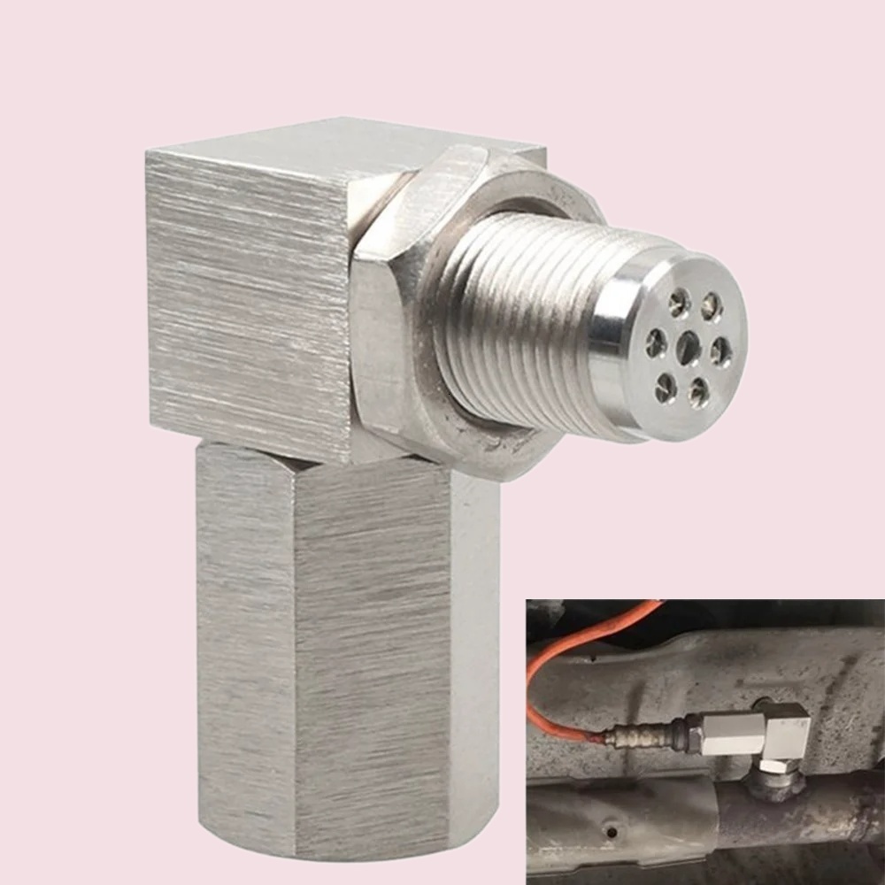 Update Universal 02 Bung Extension Catalytic Converter O2 Oxygen Sensor Spacer Oxygen Sensor Extender 90 Degree P0420 P0430 Silver