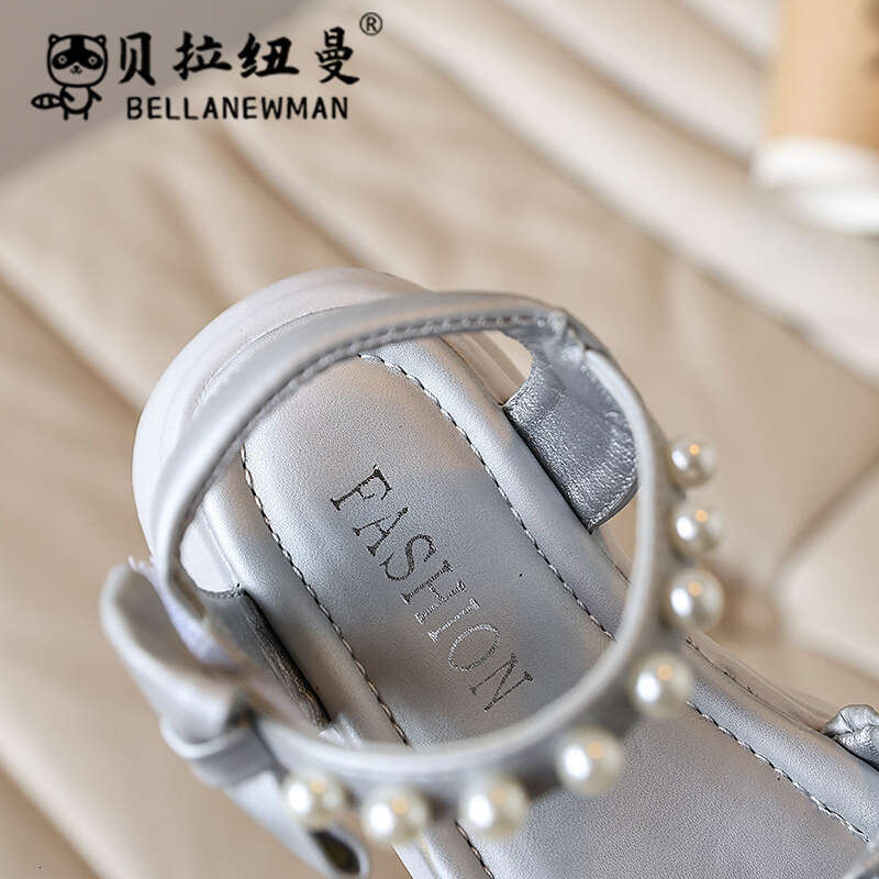 SHEIN Niche Design French Pearl Thick-Soled Princess 2025 Summer New Girls' Bowknot Sandals