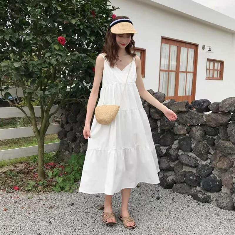 Strappy For Women Summer New Sweet And Salty Fairy Forest Style Loose Slimming Dress B5