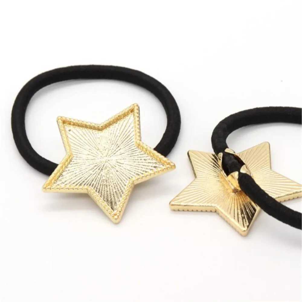5-20Pcs/Lot Hair Bands Hair Ties Cabochon Setting Frame Tray Moon Star Round Bezel For DIY Women Hair Accessories Jewelry Making W250714V