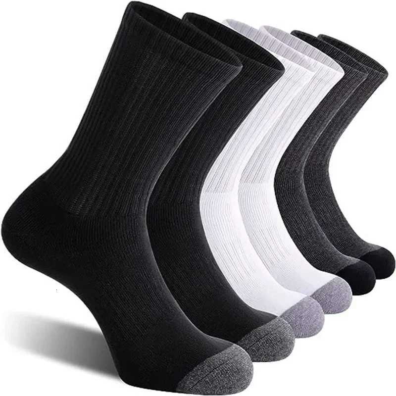 10 Pairs Plus Size Men Crew Socks EUR 39-47 High Tube Cotton Sports Socks Runing Football Soccer Athletic Socks White Black S25014