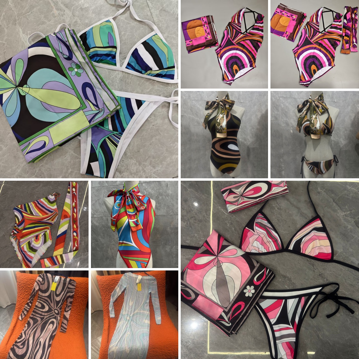 Luxury Silk Swimwear Colorful Stripe Bikini Shorts Set Silk Scarf Headband Designer Swimsuits Holiday Sexy Bodysuits Swim Clothing