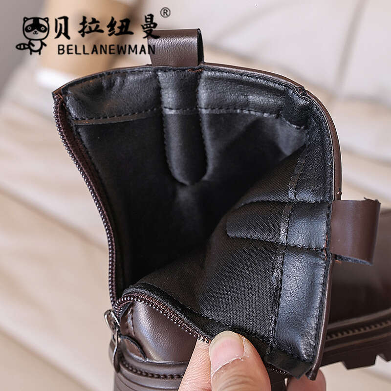 Girls' Fashion Slim 2024 Autumn New Medium and Large Children's Leather Short British Style Martin Boots